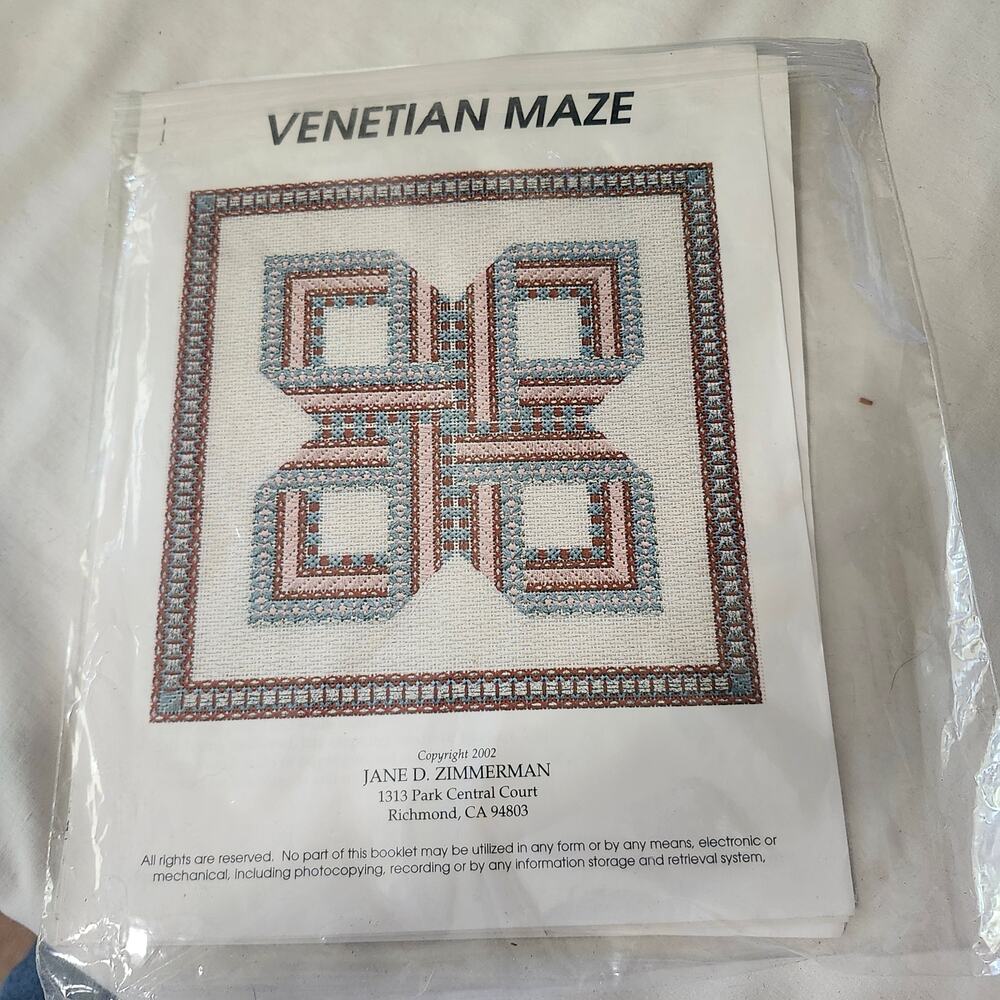 Venetian Maze Needlepoint Chart Booklet Jane Zimmerman 9x9 18 Count B9